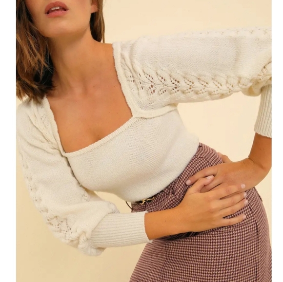 Brand new Square neck sweater, openwork puffy sleeves form Rouje. - Picture 3 of 10